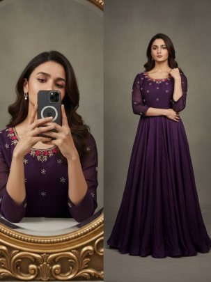 Kardana Handwork  Purple Colour Gown
