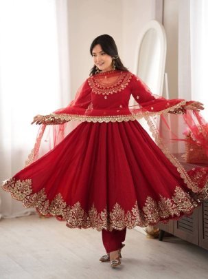 Karwachauth Special Pure Heavy Crush Anarkali Suit Set