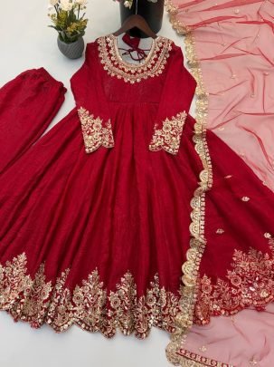 Karwachauth Special Pure Heavy Crush Anarkali Suit Set