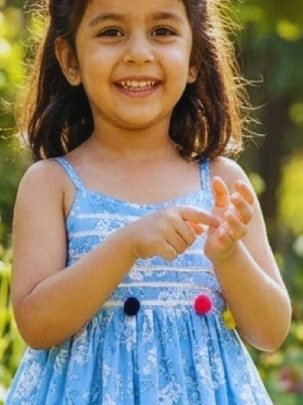 Kids Rayon Fabric Sky Blue Kids Sharara Suit