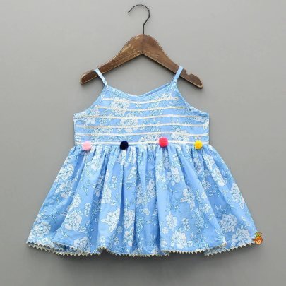 Kids Rayon Fabric Sky Blue Kids Sharara Suit
