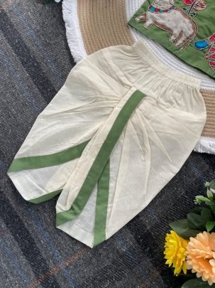 Krishna Photo With Cow Print Kids Kurta With Dhoti