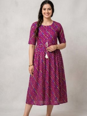 Laheriya  Print  Wine  Colour  One Pices Dress