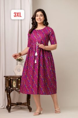 Laheriya  Print  Wine  Colour  One Pices Dress