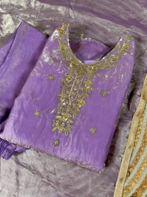 Lavender Color Gmy Silk Kids Palazzo Suit