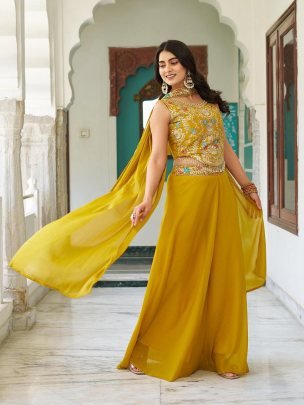 Lemon Luxe Star Georgette Palazoo Set