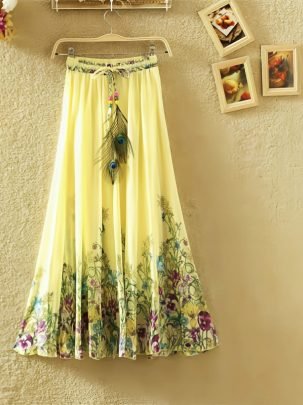 Light Yellow Colour Ladies Skirt