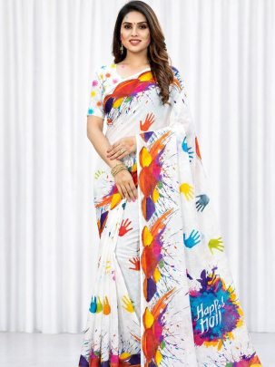 Linen Cotton  Fabric Holi  Saree