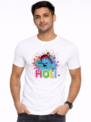 Littel Krishna  Print  Mens Holi T shirt