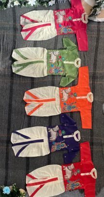 Maggam Work  Purple Colour Kids Kurta With Dhoti