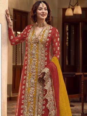 Majestic Glow Premium Orgenza Silk Suit with Moti Dupatta