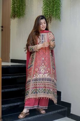 Maroon A Line Kurti Palazzo Set