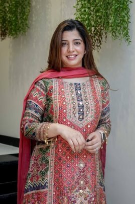Maroon A Line Kurti Palazzo Set