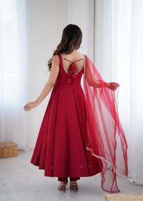 Maroon Colour  Mirror Lace Anarkali Suit