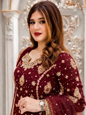 Maroon Colour Sequence Work Palazzo Suit