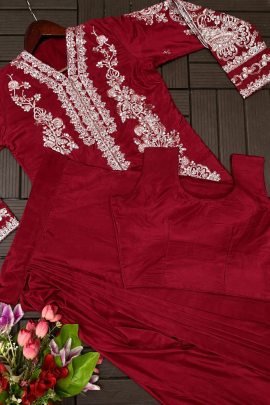 Maroon Koti Style Dhoti Lehenga