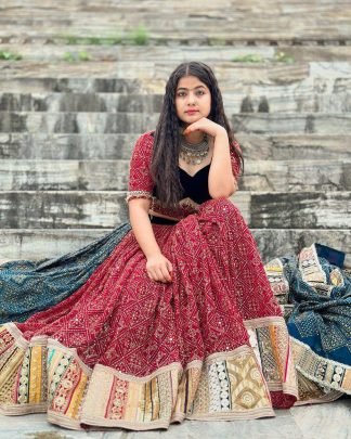 Maroon Muslin Cotton Printed Lehenga Choli With Dupatta