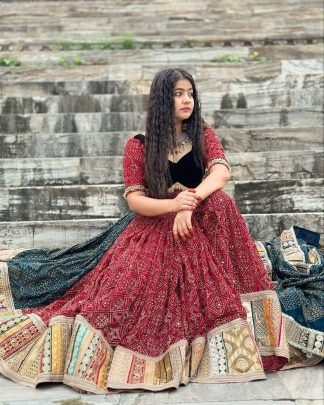 Maroon Muslin Cotton Printed Lehenga Choli With Dupatta