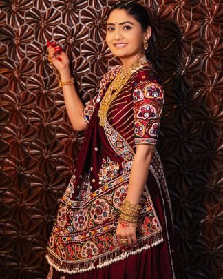 Maroon Muslin Cotton Real Mirror Work Lehenga Choli