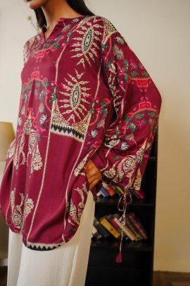 Premium Rayon Cotton Maroon Cord Set