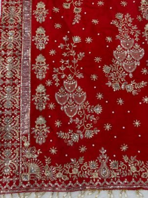 Maroon Roman Silk Fabric Sequence Work Plazoo Suit