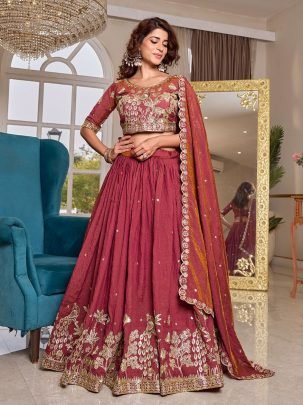 Maroon Wedding Lehenga Set 