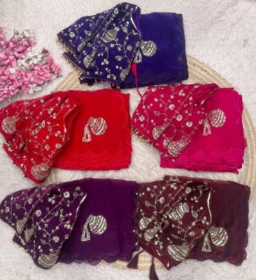 Mataka Hand Work Purple Colour  Saree