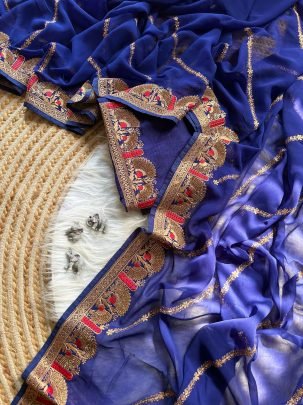 Mayur Raga – Purple Georgett Saree