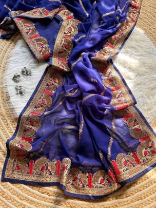 Mayur Raga – Purple Georgett Saree