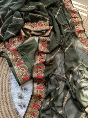 Mayuri Emerald Elegance Green Saree