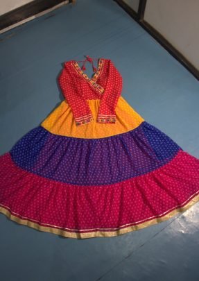 Mill Print Embroidered Lace Multi Colour Gown