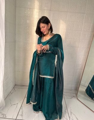 Mirrors Work  Rama  Colour Sharara Suit