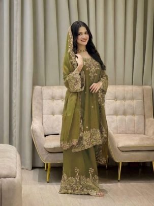 Modest Wear Ramzan Special  Green  Colour Palazzo Suit