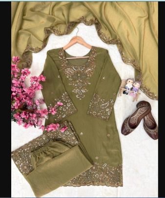 Modest Wear Ramzan Special  Green  Colour Palazzo Suit