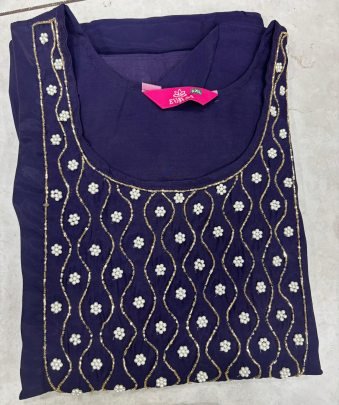 Mul Chanderi Fabric Purple Colour Ready Made Suit