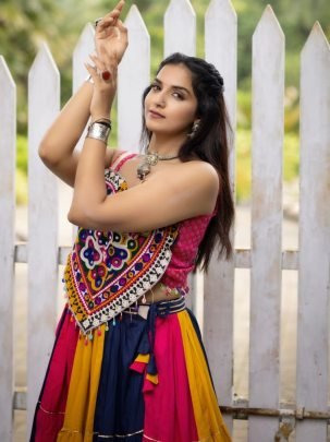 Multicolor Frilled Pattern Navratri Lehenga Choli