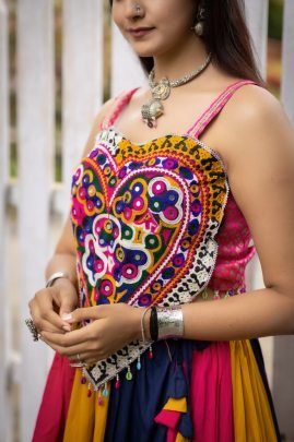 Multicolor Frilled Pattern Navratri Lehenga Choli