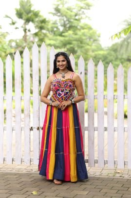Multicolor Frilled Pattern Navratri Lehenga Choli