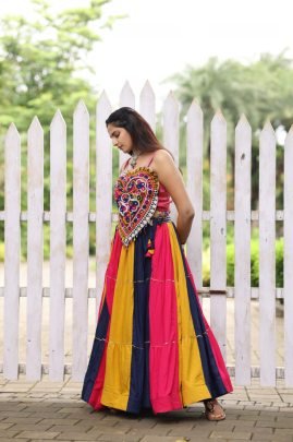 Multicolor Frilled Pattern Navratri Lehenga Choli