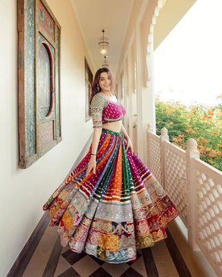 Navratri Special Multicolour Real Mirror Work Lehenga Choli