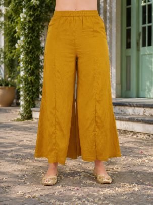 Mustard Colour Palazzo Style Kurti With Dupatta