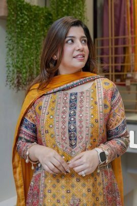 Mustard Printed Kurti Palazzo Set