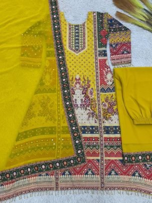 Mustard Printed Kurti Palazzo Set
