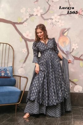 Mystic Gray Muslin Plazzo Kurti