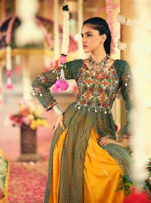 Navratri Special Embroidered Faux Georgette Choli With Rayon Lehenga