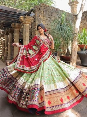 Garba Glow Muslin Cotton Lehenga Set