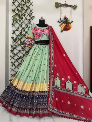 Garba Glow Muslin Cotton Lehenga Set