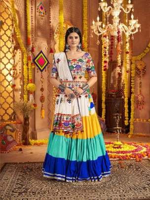 Navratri Special Vibrant Traditional Gujarati Embroidered Chaniya Choli