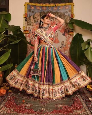 Navratri  Special  Muslin Cotton Real Mirror Work Lehenga Choli