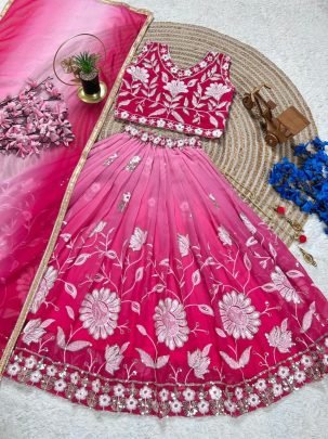 New Designer Embroidered Blouse With Kids Lehenga